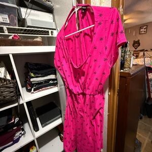 Torrid Pink Palm Tree Mini Dress